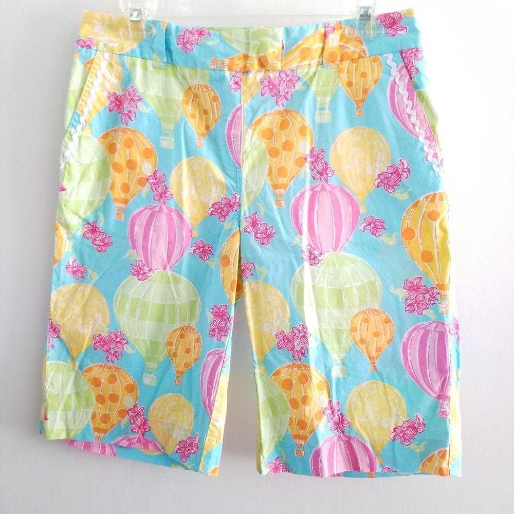 Lilly Pulitzer Hot Air Balloon Cotton Stretch Bermuda Short Sz 6